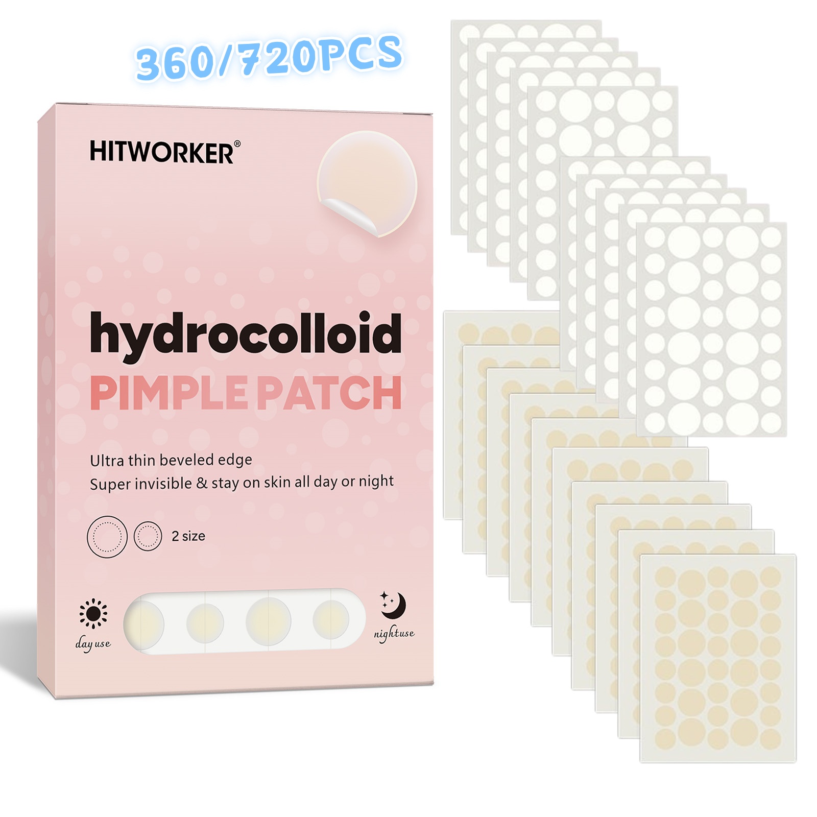 Skincare Oil Control - 360/720 Parches Hidrocoloides Transparentes Redondos para
